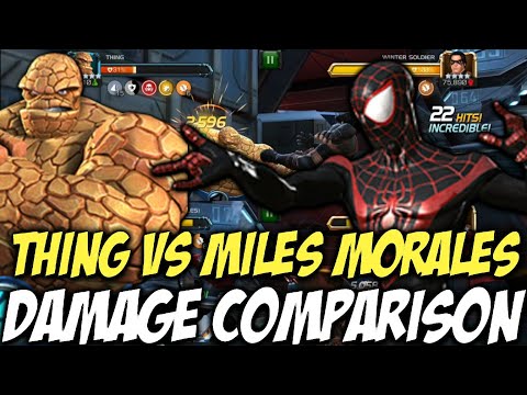 Miles Morales Vs Thing Damage Comparison | Marvel Contest Of Champions