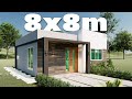Casa De 8x8 Metros Plano De Casa 8x8 Diseño De Casa Pequeña Y Bonita