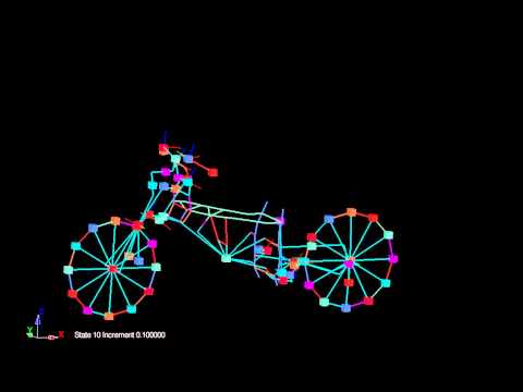 NASTRAN Motorcycle Simulation with an MBS-Model : Eigen-Mode @ 38.5Hz / FE Vibration Analysis