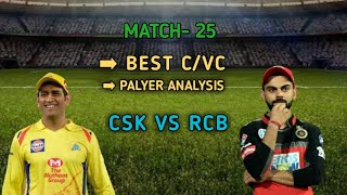 CSK VS BLR Dream11 Team IPL 2020 | CSK VS BLR  | Match 25 | CSK vs BLR Dream11 Prediction