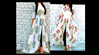 How to Cut & Stitch  Front Slit Long Gown|  Maxi Dress (Eng Subtitles)|Hindi|URDU