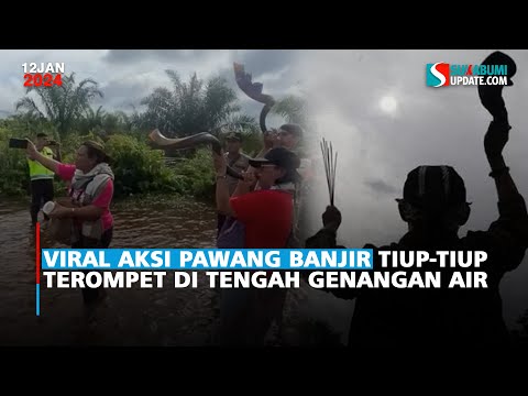 Viral Aksi Pawang Banjir Tiup-tiup Terompet di tengah genangan air