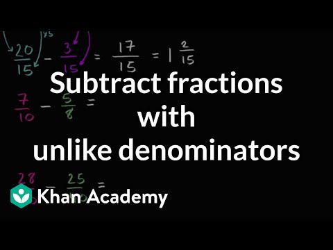 Subtracting fractions with unlike denominators