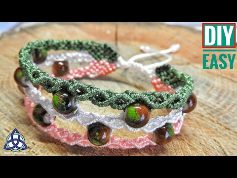 Macrame Bracelet with Beads Tutorial Easy Jewelry Making