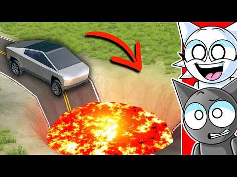 CARS VS GIANT LAVA PIT