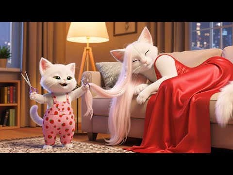 Mischievous little cat cut mother's hair 😭✂️✂️and then made new one 💇🏻‍♀️😭#cats #shortvideo #cut
