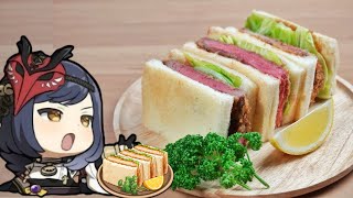 Genshin Impact: Kujou Sara loves "Katsu Sandwich." Yummy & Portable / 原神料理 九条裟羅も大好き「カツサンド」再現