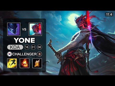 Yone Mid vs Nocturne - KR Challenger Patch 11.4