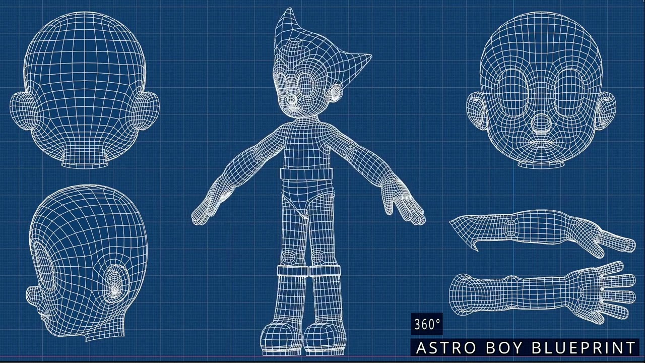 Astro Boy 3d Model Blueprint By @DanSamaDS |Collaboration @Neeriaah #3d #3dart #blender3d
