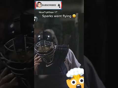 Sparks Came off  Catcher Mask😲 #shorts #shortsvideo #sports #baseball
