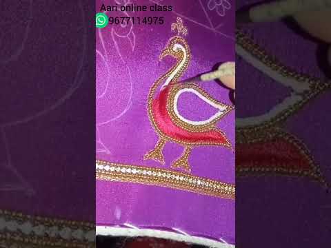 peacock design aari work/ loading stitch#peacock  #aariembroidery #fashion #sleeve #aariworkblouse