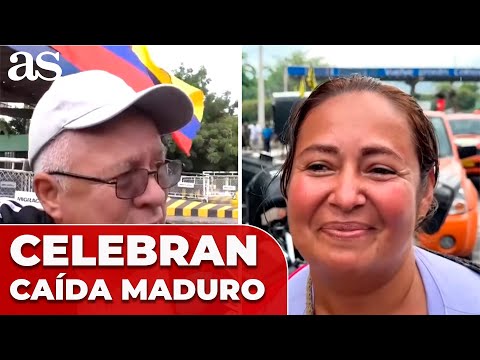 VENEZOLANOS CELEBRAN LA CAÍDA DE MADURO EN LA FRONTERA VENEZUELA-COLOMBIA