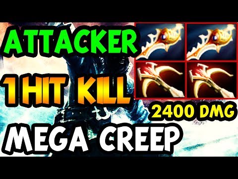 Attacker Kunkka (2)Rapier 1Hit Kill 2400hp - 80min Mega Creep - VS Matumbaman dota 2 update 7.18