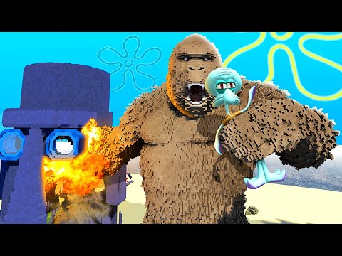King Kong DESTROYS Squidward's House - Teardown Mods Gameplay