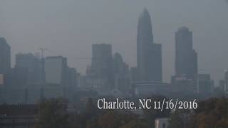Charlotte Affected by Smoke from the NC Wildfires on 11/16/2016
