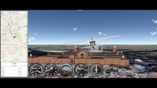 preview picture of video 'Simulator Flying Cessna 152 - over India Taj Mahal 2015 03 14'