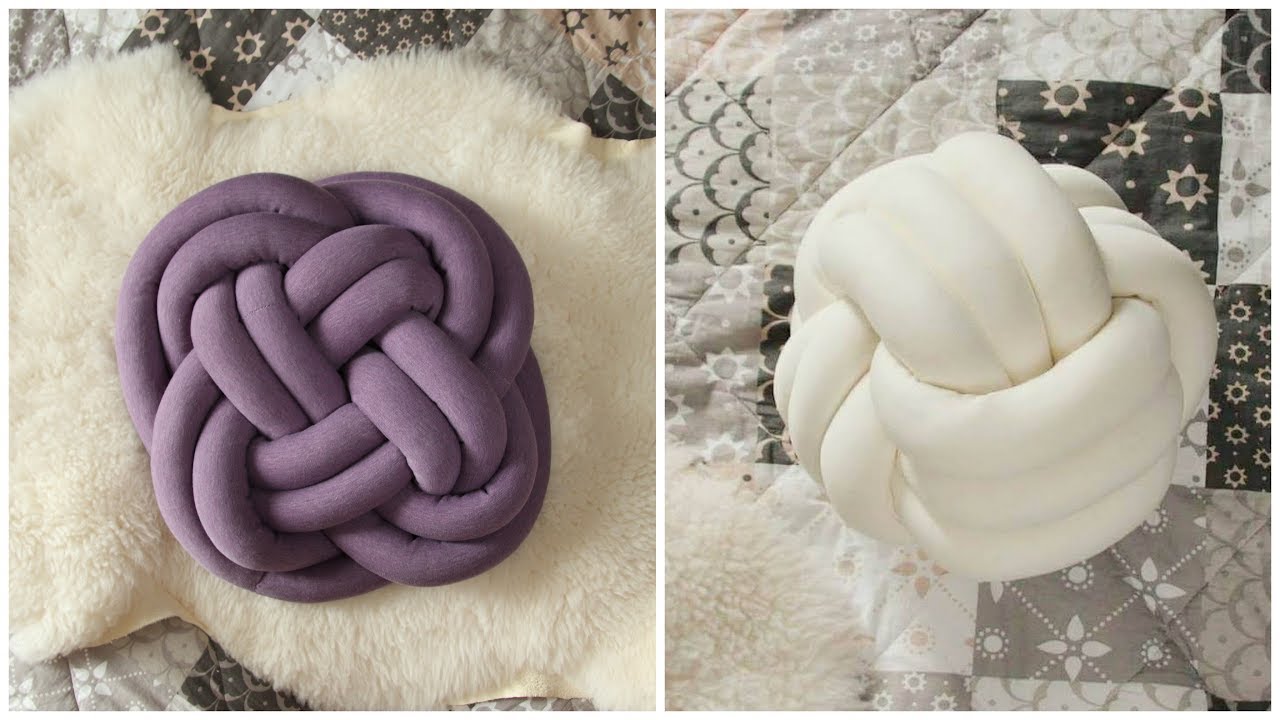 Knot pillow DIY. How to make pillow tube and two knot styles. Step-by-step tutorial.
