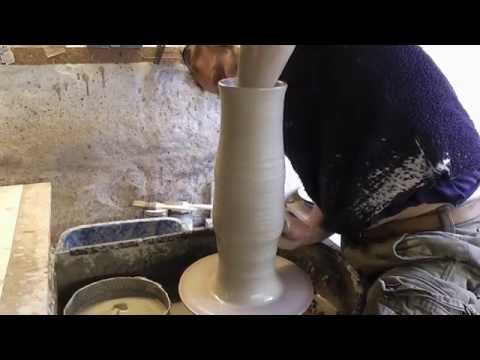 Throwing / Making a Tall 6 pound Clay Pottery Vase on the Wheel