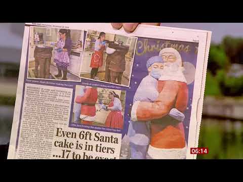 Newspaper stories (30 stone cake & twins born 2 years apart) (UK) - BBC News - 23rd December 2020)