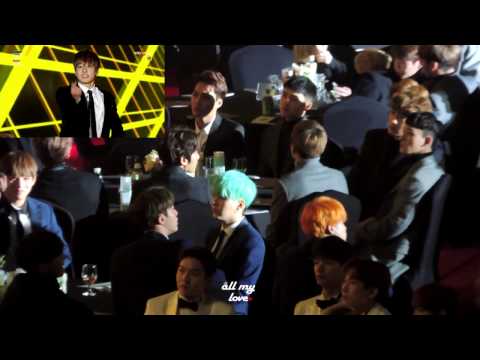 160114 EXO reaction to SEVENTEEN 아낀다(Adore U) @ Seoul Music Awards