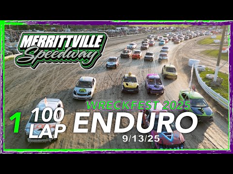 9/13/25 1 ENDURO 100 cars 100 laps Merrittville Speedway dirt track racing demolition DJI DRONE VIEW