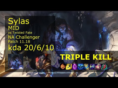 Sylas vs Twisted Fate Mid - NA Challenger 20/6/10 Patch 11.18 Gameplay