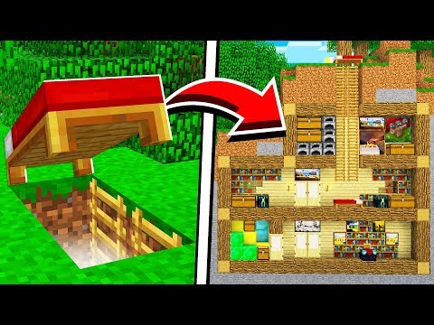 How to Build a SECRET BASE Under a Bed in Minecraft! (NO MODS!)