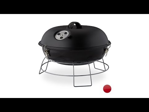 Barbecue rond portable Noir - Rouge - Argenté - Métal - Matière plastique - 36 x 27 x 36 cm