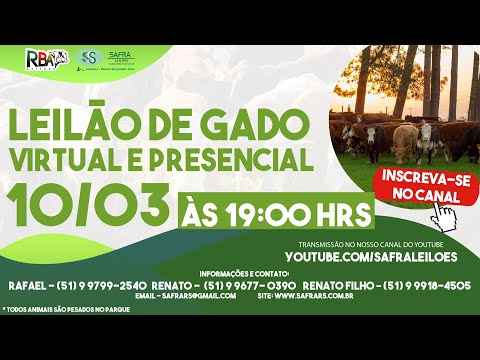 LEILÃO DE GADO GERAL (10/03) - SAFRA LEILÕES / PASSO DO SOBRADO-RS