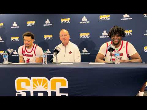 Bob Marlin, Kobe Julien and Hosana Kitenge speak after Cajuns 2nd Round SBC Tournament win over CCU