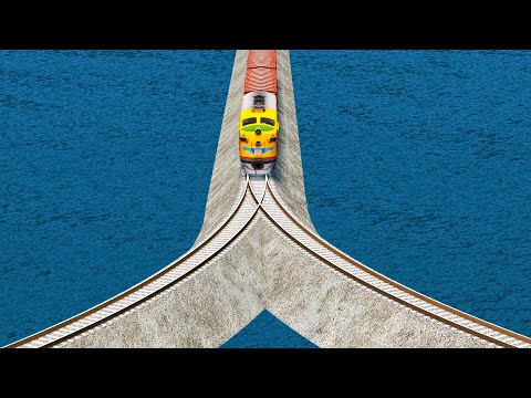 Impossible Mistake Y shape Rail Vs Train Crossing Deepwater - BeamNG.Drive