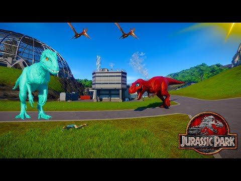 Tyrannosaurus Rex Color Pack vs Spinosaurus, Allosaurus - Jurassic World Evolution Dinosaur Fighting