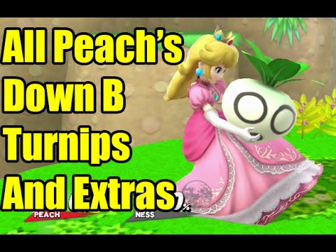 All Peach's Down B Turnips (Vegetables) in Super Smash Bros Wii U | ^_^ | O_O | =_=