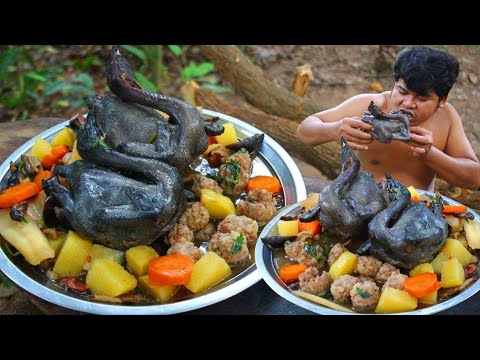 Cooking Black Chicken Jensen Herb Soup Recipe eating so delicious Healthy - Cook Black Chicken Soup