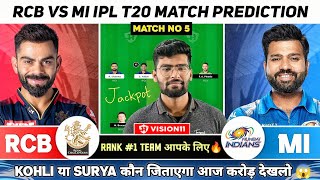 RCB vs MI Dream11 Team, RCB vs MI Dream11 Prediction, Royal Challengers Bangalore vs Mumbai Indians