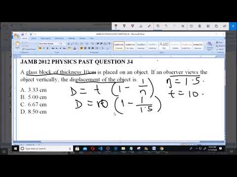 JAMB 2012 PHYSICS PAST QUESTION 34 Refractive Index