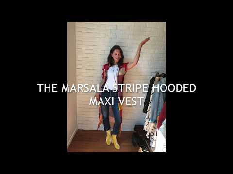 Crochet for Fall Style Guide: The Marsala Stripe Hooded Maxi Vest | annakosturova.com