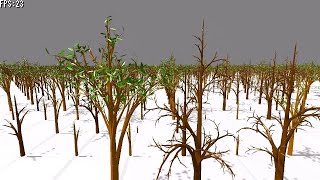 L-system で生成したモデルを16384個描画して処理落ちしないかテスト