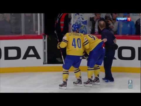 [HD] KALININ check FRANZEN (Russia vs Sweden) World Championship 11/05/2012
