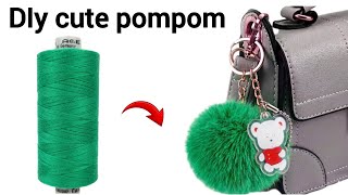 Ghar par bnaye cute pompom🥰/how to make pompom/diy easy pompom key chain/homemade pompom key chain 