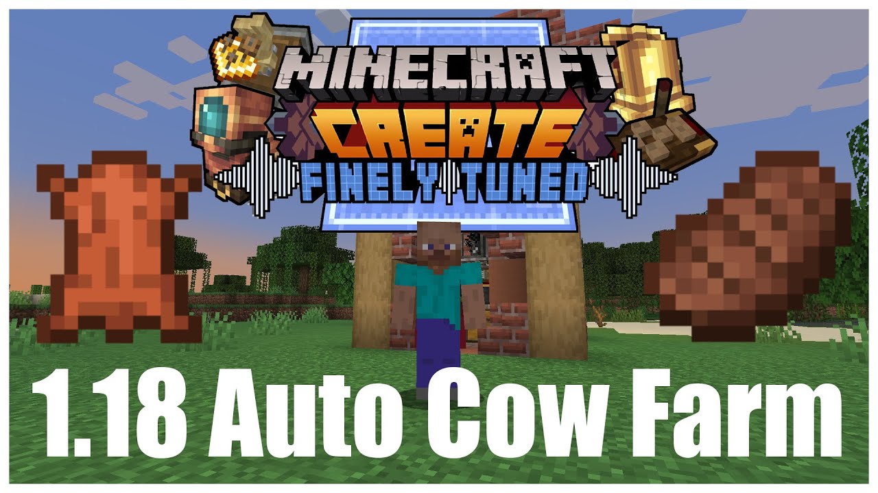Minecraft Create Mod - Automatic Compact Cow Farm - Auto Breeding Cow Farm