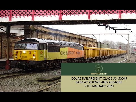 Colas Railfreight Class 56, 56049, 6K38 at Crewe and Alsager (7th January 2020)