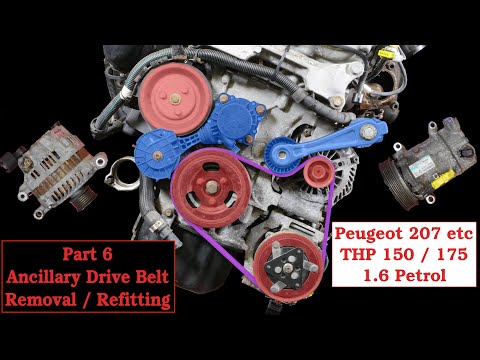 Part 6 - Replacing Auxiliary Drive Belt, remove Alternator & Air Con Pump on Peugeot Mini 1.6 EP6