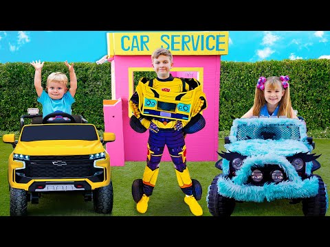 Magic Transformer Car Story | Diana and Roma English
