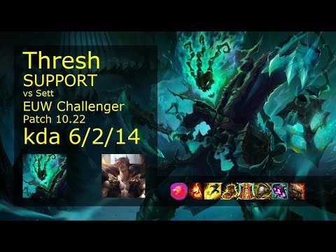 Thresh Support vs Sett - EUW Challenger 6/2/14 Patch 10.22 Gameplay
