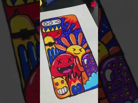 Custom Doodle Phone Case using Posca markers! Satisfying! (#shorts)