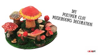 DIY Polymer Clay Mushrooms Decoration - Easy Tutorial 