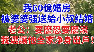 我60億婚房，被婆婆强占 送給小叔結婚，老公：要麽忍要麽滾  我選讓他全家净身出戶！#為人處世#故事#小說#生活經驗#情感故事#戀愛#情感#婚姻
