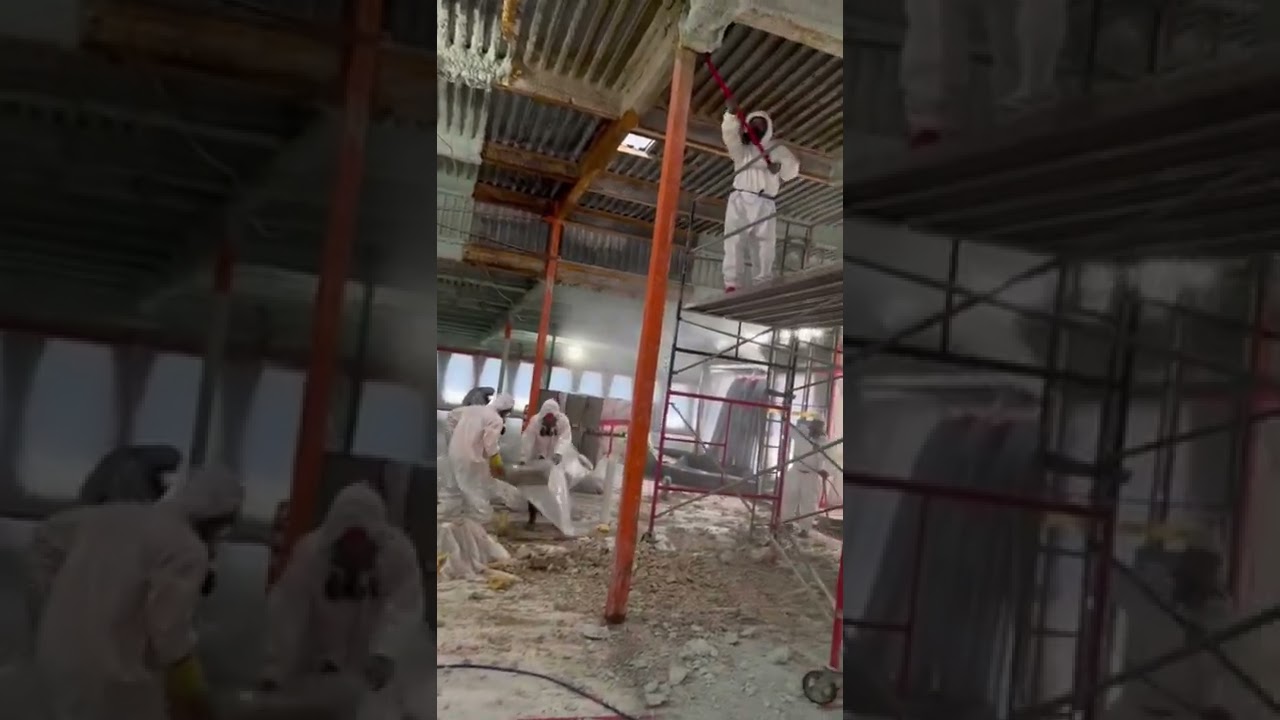 Abatement in progress, asbestos removal of fire proofing at our local fire department.