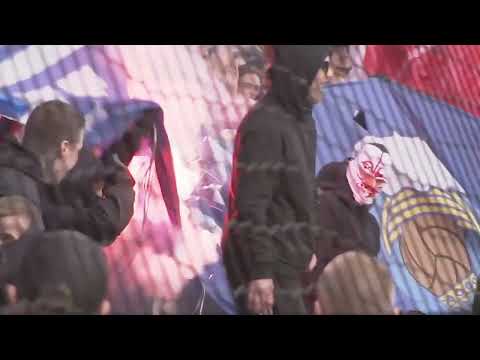 HIFK burning HJK banderol in Stadin derby 2022